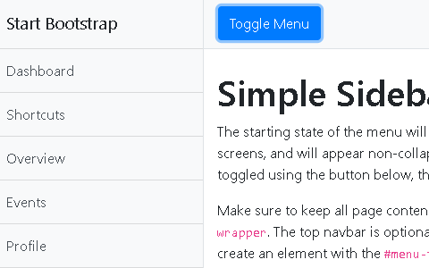 create a sliding menu navigation with bootstrap - step 2