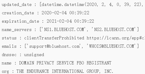 Python Network Processing: Get Domain Whois Information Using Python-Whois